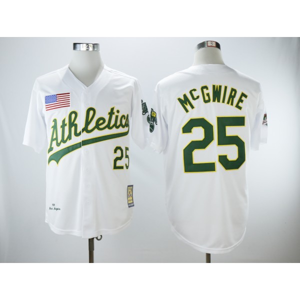 Oakland Athletics #25 Mark McGwire White 1989 Throwback Stitched Jersey