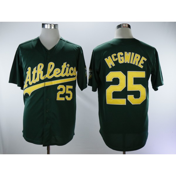 Oakland Athletics #25 Mark McGwire Green Throwback Stitched Jersey