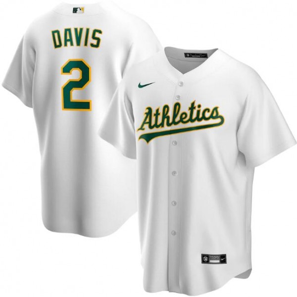 Oakland Athletics White #2 Khris Davis Cool Base Stitched Jersey