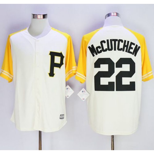 Pirates #22 Andrew McCutchen Cream Gold Exclusive New Cool Base Stitched Jersey