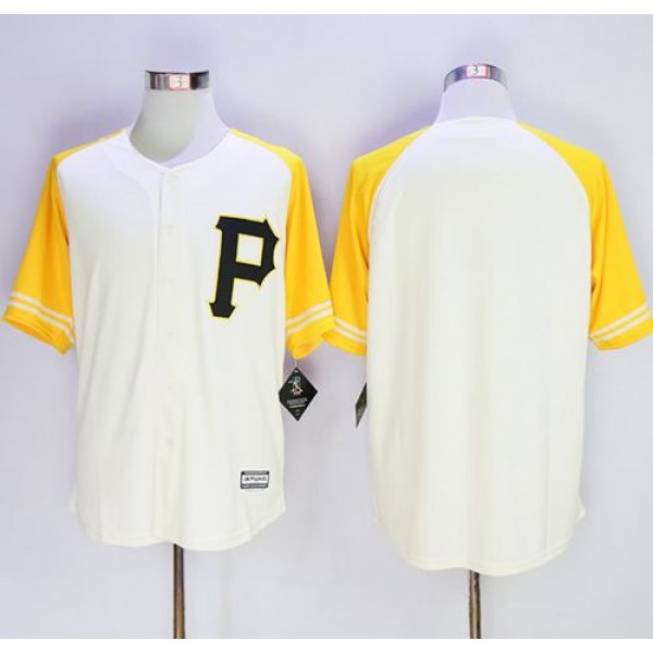 Pirates Blank Cream Gold Exclusive New Cool Base Stitched Jersey