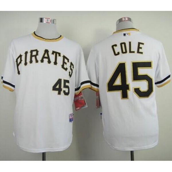 Pirates #45 Gerrit Cole White Alternate 2 Cool Base Stitched Jersey
