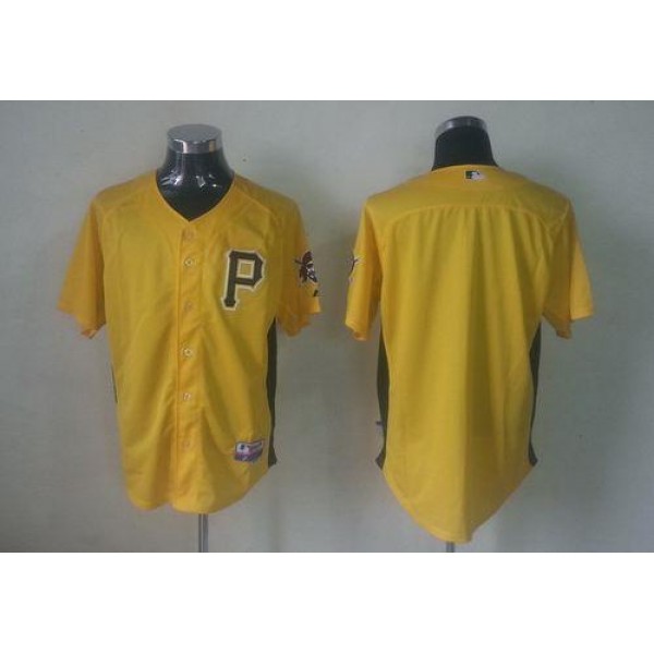 Pirates Blank Yellow Cool Base Stitched Jersey