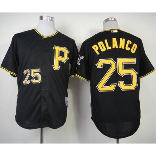Pirates #25 Gregory Polanco Black Cool Base Stitched Jersey