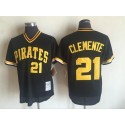 Pittsburgh Pirates #21Roberto Clemente Mitchell And Ness Black Throwback Stitched Jersey