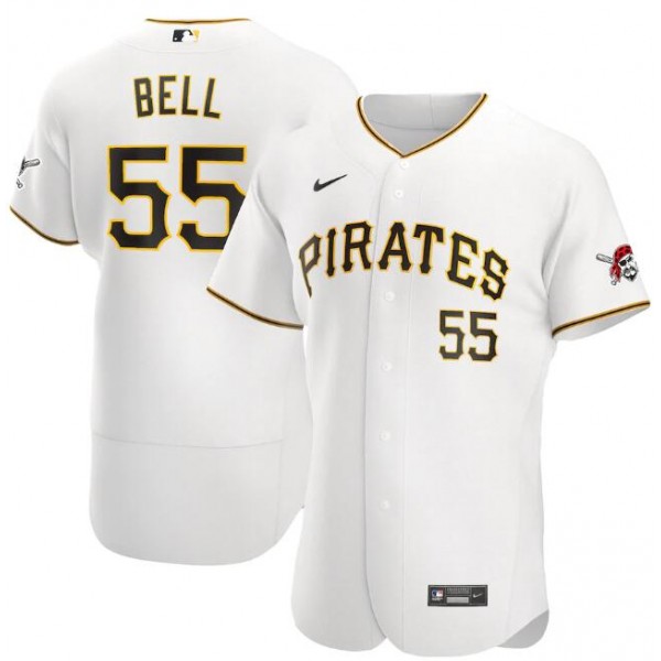 Pittsburgh Pirates White #55 Josh Bell Flex Base Stitched Jersey