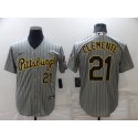 Pittsburgh Pirates #21 Roberto Clemente Dark Grey Cool Base Stitched Jersey