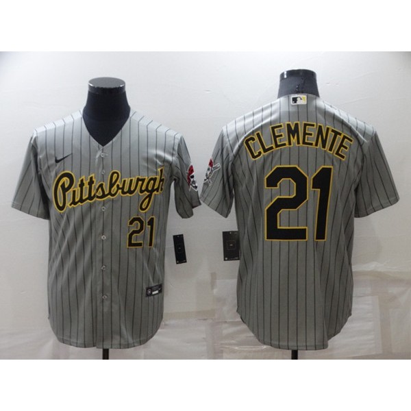 Pittsburgh Pirates #21 Roberto Clemente Dark Grey Cool Base Stitched Jersey