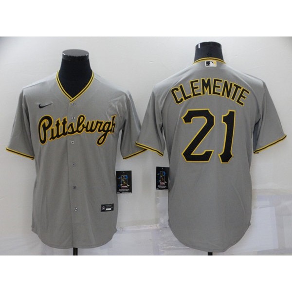 Pittsburgh Pirates #21 Roberto Clemente Grey Cool Base Stitched Jersey