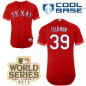 Rangers #39 Scott Feldman Red Cool Base 2011 World Series Patch Stitched Jersey