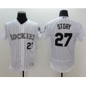 Rockies #27 Trevor Story White Strip Flexbase Authentic Collection Stitched Jersey
