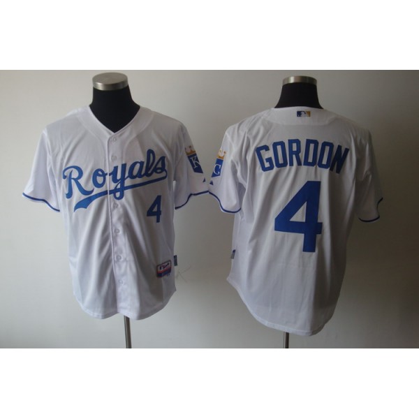 Royals #4 Alex Gordon White Cool Base Stitched Jersey