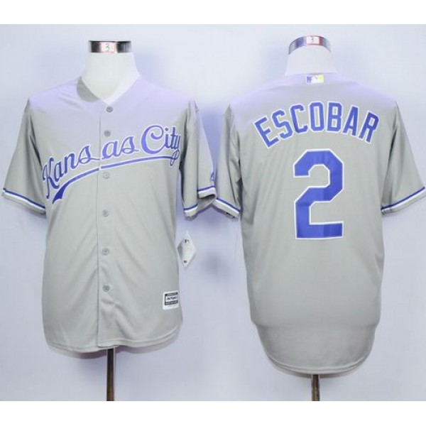 Royals #2 Alcides Escobar Grey New Cool Base Stitched Jersey