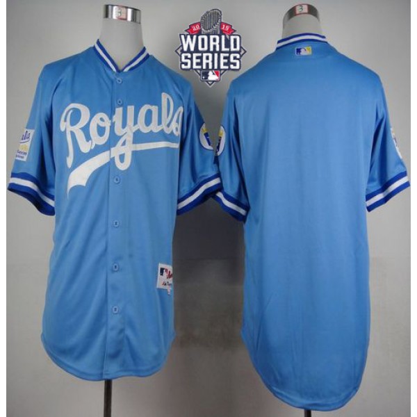 Royals Blank Light Blue 1985 Turn Back The Clock W 2015 World Series Patch Stitched Jersey