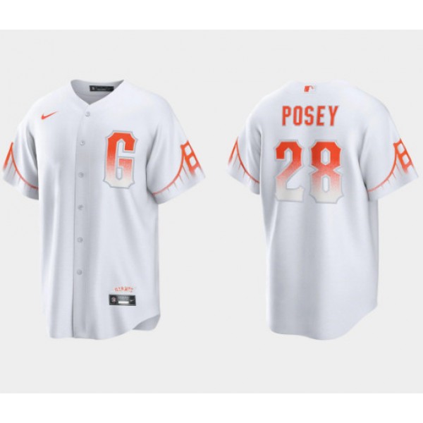 San Francisco Giants #28 Buster Posey White City Connect Cool Base Stitched Jersey