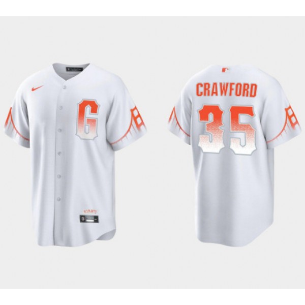 San Francisco Giants #35 Brandon Crawford White City Connect Cool Base Stitched Jersey