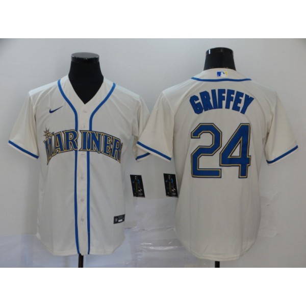 Seattle Mariners #24 Ken Griffey White Cool Base Stitched Jersey