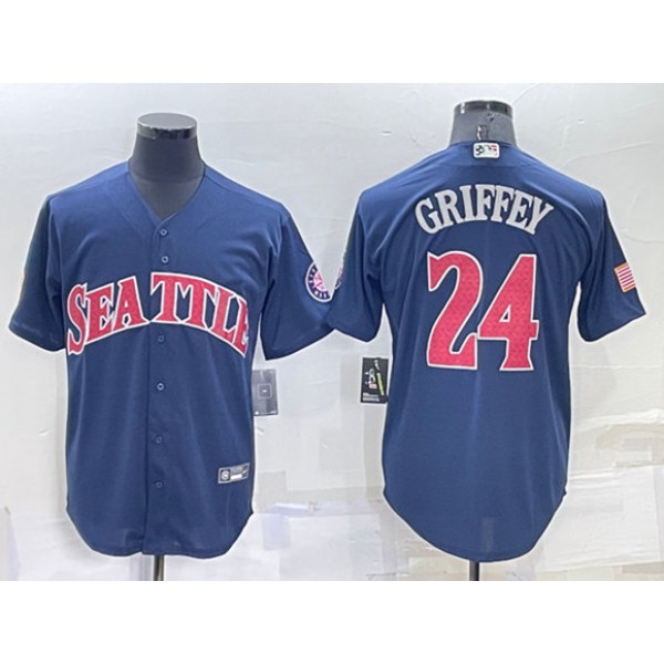 Seattle Mariners #24 Ken Griffey Navy Cool Base Stitched Jersey