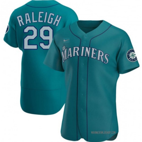 Seattle Mariners #29 Cal Raleigh Aqua Flex Base Stitched Jersey