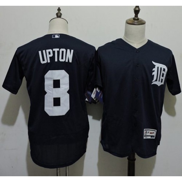 Tigers #8 Justin Upton Navy Blue Flexbase Authentic Collection Stitched Jersey