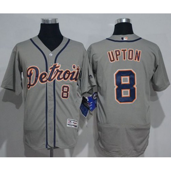 Tigers #8 Justin Upton Grey Flexbase Authentic Collection Stitched Jersey