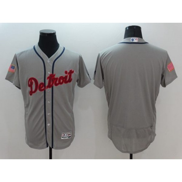 Tigers Blank Grey Fashion Stars Stripes Flexbase Authentic Stitched Jersey