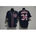 Washington Nationals #34 Bryce Harper Navy Team Logo Print Cool Base Stitched Jersey