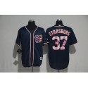 Washington Nationals #37 Stephen Strasburg Navy Team Logo Print Cool Base Stitched Jersey