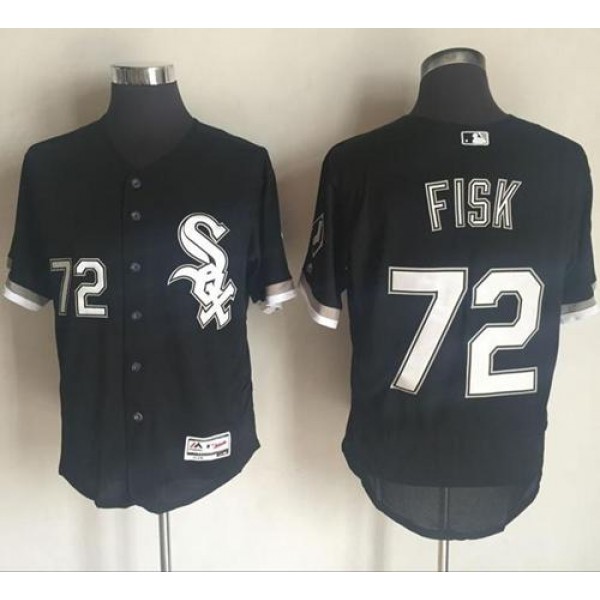 White Sox #72 Carlton Fisk Black Flexbase Authentic Collection Stitched Jersey