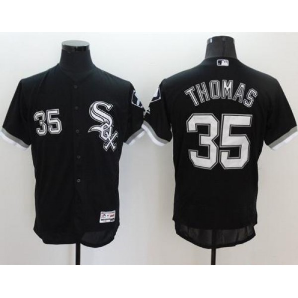 White Sox #35 Frank Thomas Black Flexbase Authentic Collection Stitched Jersey