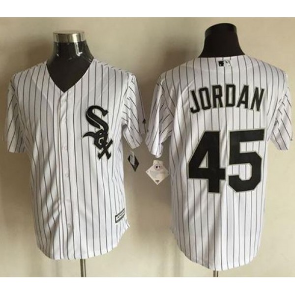 White Sox #45 Michael Jordan White(Black Strip) New Cool Base Stitched Jersey