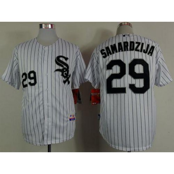 White Sox #29 Jeff Samardzija White Black Strip Stitched Jerseys