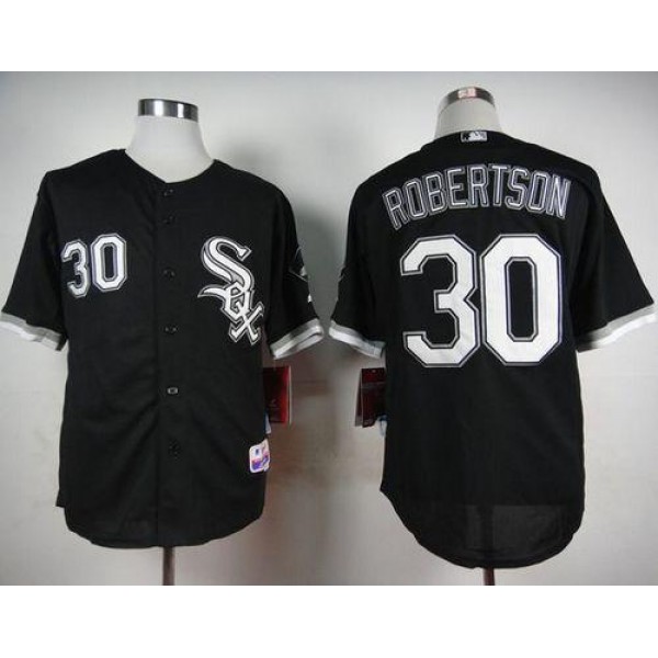 White Sox #30 David Robertson Black Cool Base Stitched Jersey
