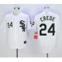 White Sox #24 Joe Crede White Throwback Stitched Jersey