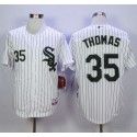 White Sox #35 Frank Thomas White(Black Strip) Cool Base Stitched Jersey