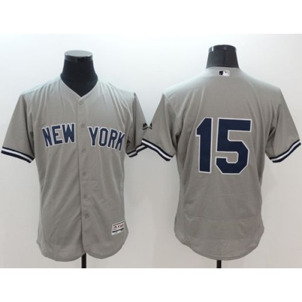 Yankees #15 Thurman Munson Grey Flexbase Authentic Collection Stitched Jersey