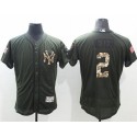 Yankees #2 Derek Jeter Green Flexbase Authentic Collection Salute To Service Stitched Jersey