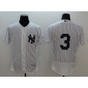 Yankees #3 Babe Ruth White Strip Flexbase Authentic Collection Stitched Jersey