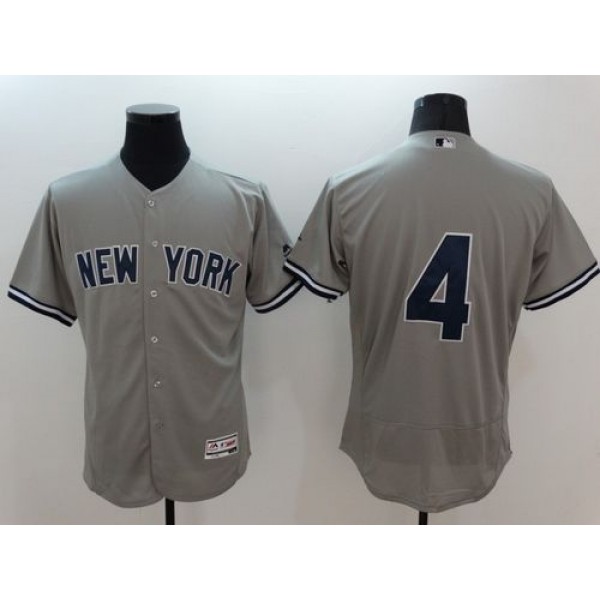 Yankees #4 Lou Gehrig Grey Flexbase Authentic Collection Stitched Jersey