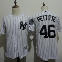 Yankees #46 Andy Pettitte White Strip New Cool Base Stitched Jersey