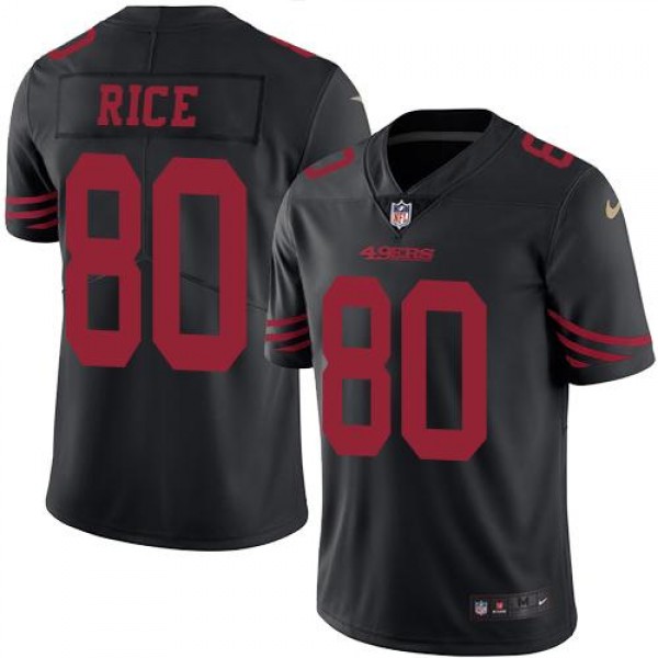 49ers #80 Jerry Rice Black Stitched Limited Rush Nike Jersey