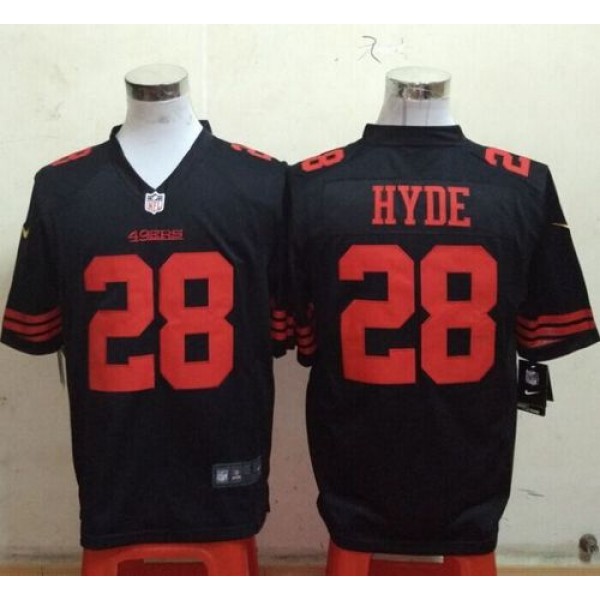 49ers #28 Carlos Hyde Black Alternate Stitched Game Nike Jersey