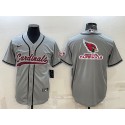 Arizona Cardinals Grey Team Big Logo With Patch Cool Base Stitched Baseball Jersey