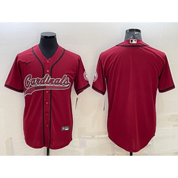 Arizona Cardinals Blank Red With Patch Cool Base Stitched Baseball Jersey