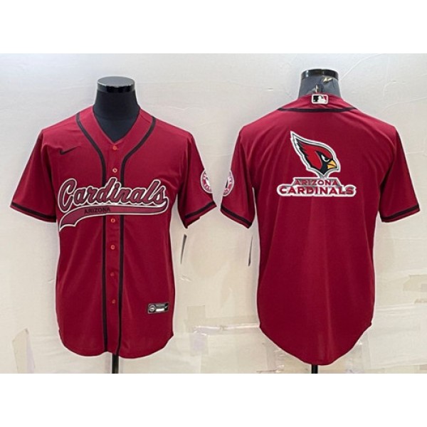 Arizona Cardinals Red Team Big Logo With Patch Cool Base Stitched Baseball Jersey