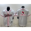 Arizona Cardinals White Team Big Logo With Patch Cool Base Stitched Baseball Jersey