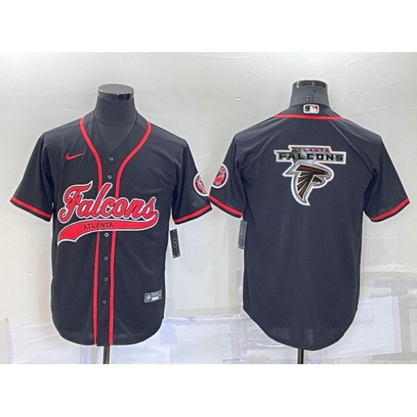 Atlanta Falcons Black Team Big Logo With Patch Cool Base Stitched Baseball Jersey