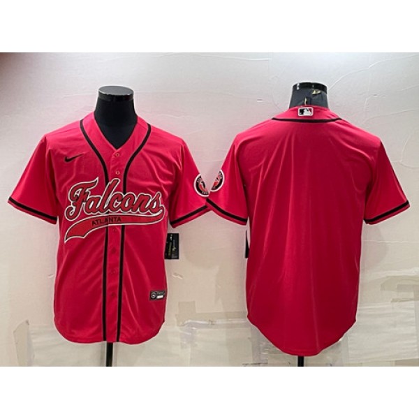 Atlanta Falcons Blank Red With Patch Cool Base Stitched Baseball Jersey