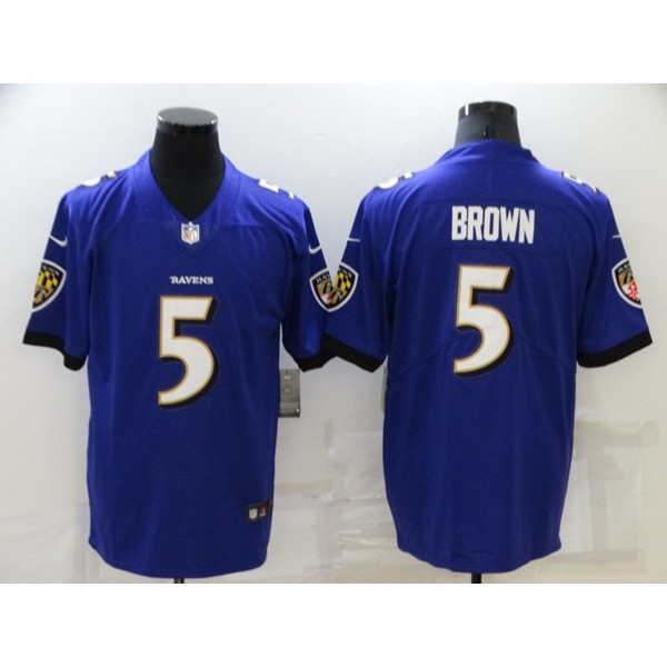 Baltimore Ravens #5 Marquise Brown Purple Stitched Football Jersey