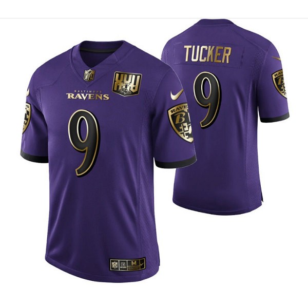 Baltimore Ravens #9 Justin Tucker Purple Golden Limited Stitched Jersey